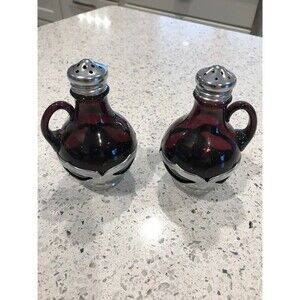 Cambridge Farber Amethyst Purple Chrome Salt Pepper Shaker Art Deco Era Elegant